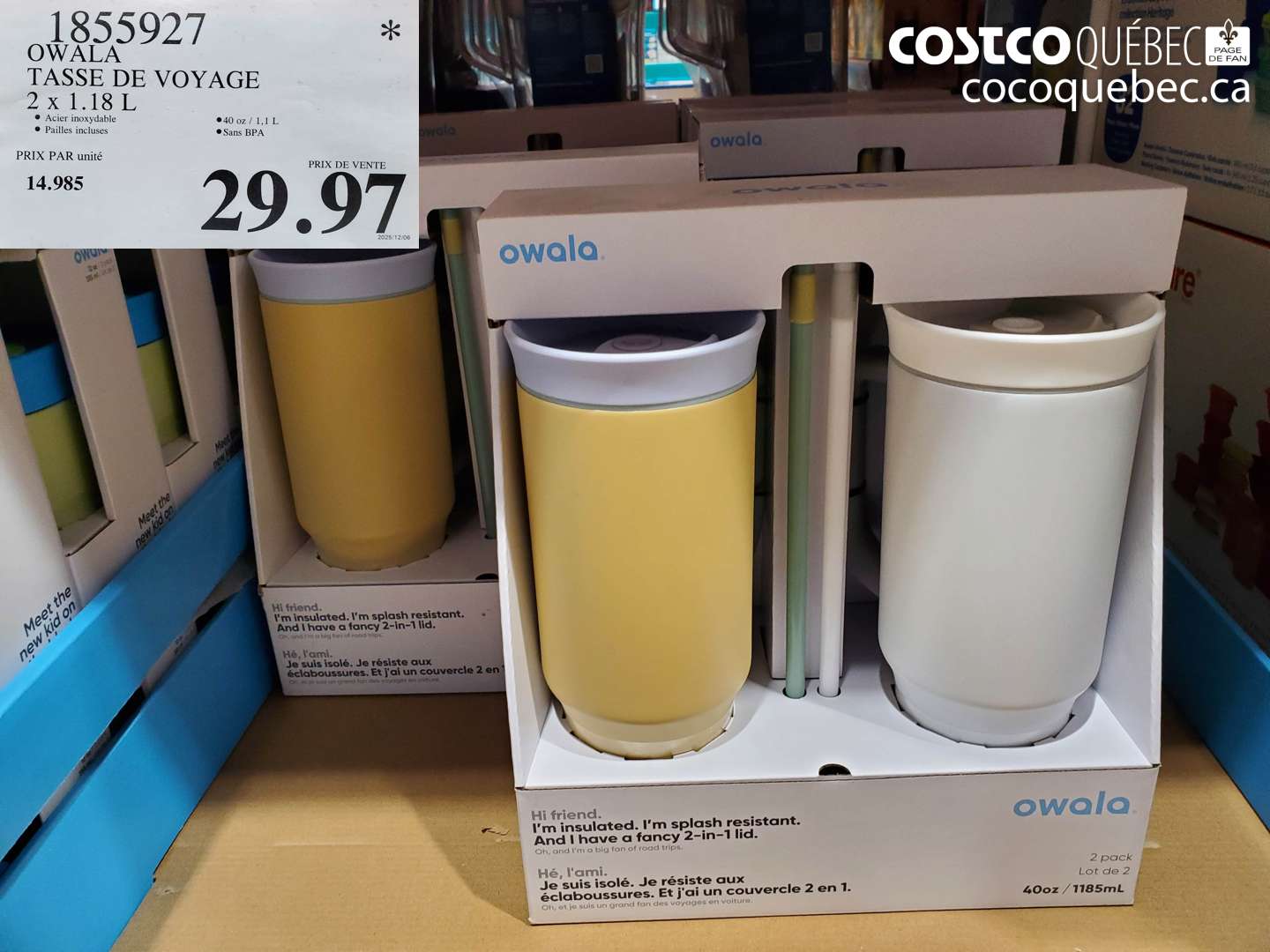 1855927 TASSE DE VOYAGE 2 x 1.18 L $29.97