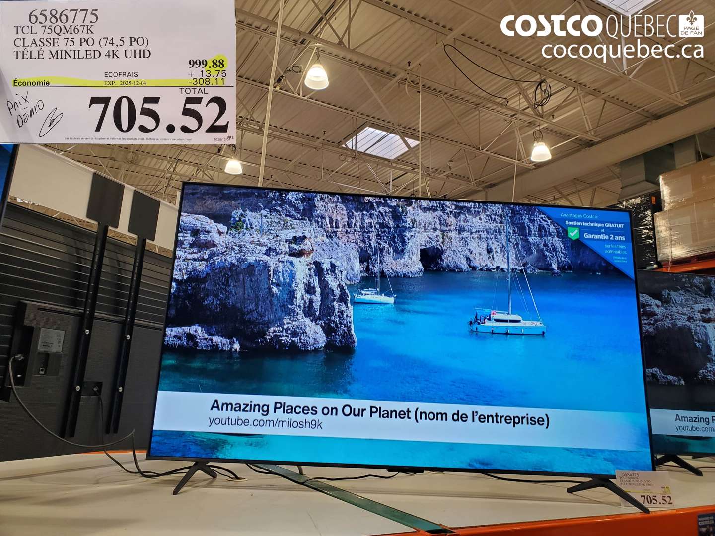 6586775 TCL 75QM67K CLASSE 75 PO (74,5 PO) TELE MINILED 4K UHD ($308.11 INSTANT SAVINGS EXPIRES ON 2025-12-04) $705.52