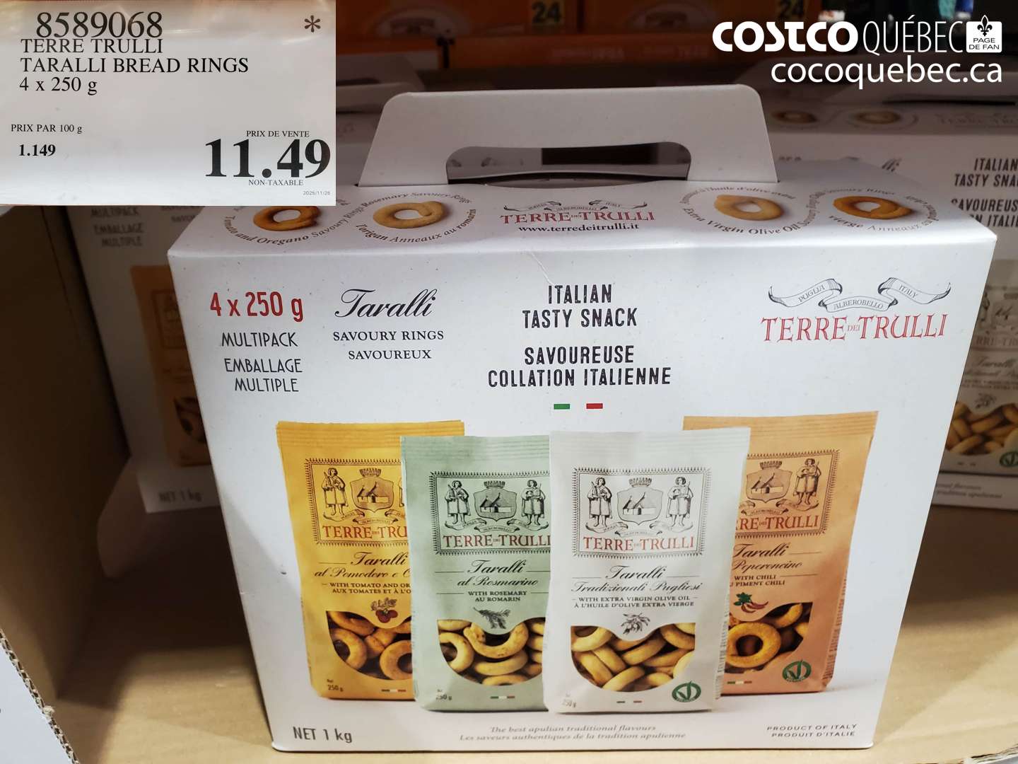 8589068 TERRE TRULLI TARALLI BREAD RINGS 4 x 250 g $11.49