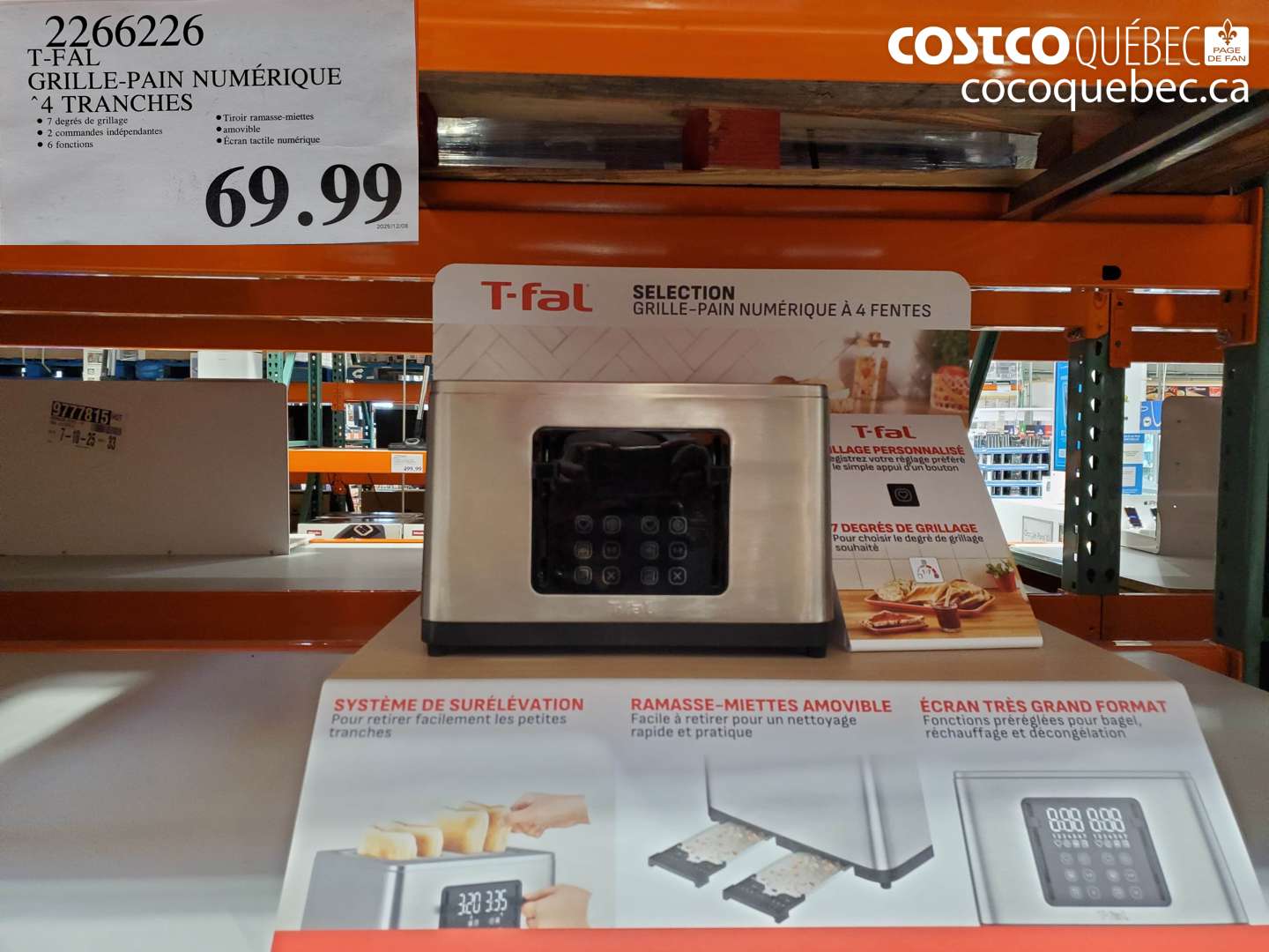 2266226 T-FAL GRILLE-PAIN NUMÉRIQUE 4 TRANCHES $69.99