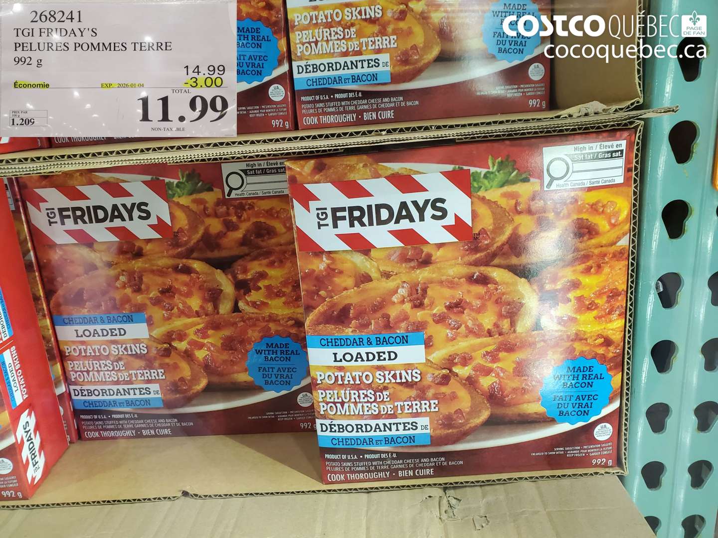 268241 TGI FRIDAY'S PELURES POMMES TERRE 992 g ($3.00 INSTANT SAVINGS EXPIRES ON 2026-01-04) $11.99