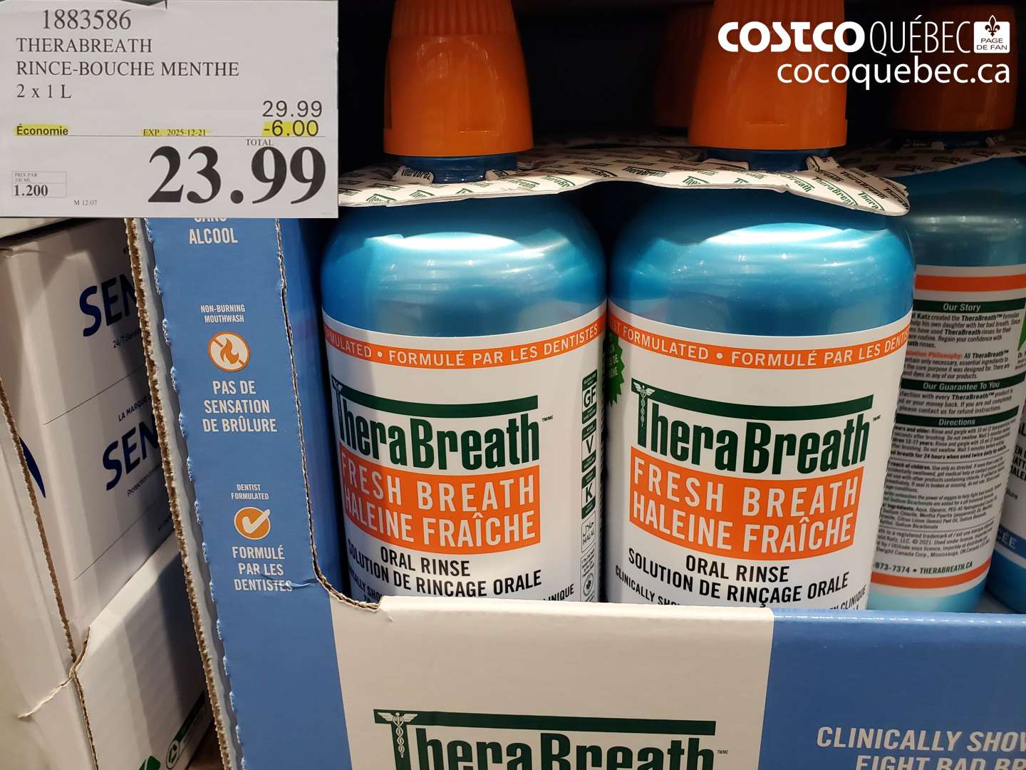 1883586 THERABREATH RINCE-BOUCHE MENTHE 2 x 1L ($6.00 INSTANT SAVINGS EXPIRES ON 2025-12-21) $23.99