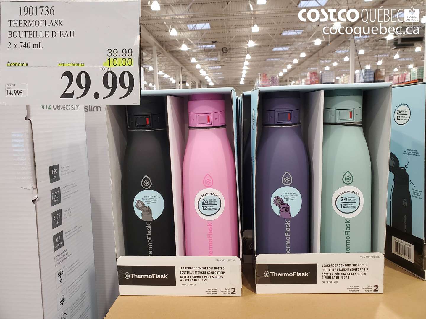 1901736 THERMOFLASK BOUTEILLE D'EAU 2 x 740 mL ($10.00 INSTANT SAVINGS EXPIRES ON 2026-01-18) $29.99