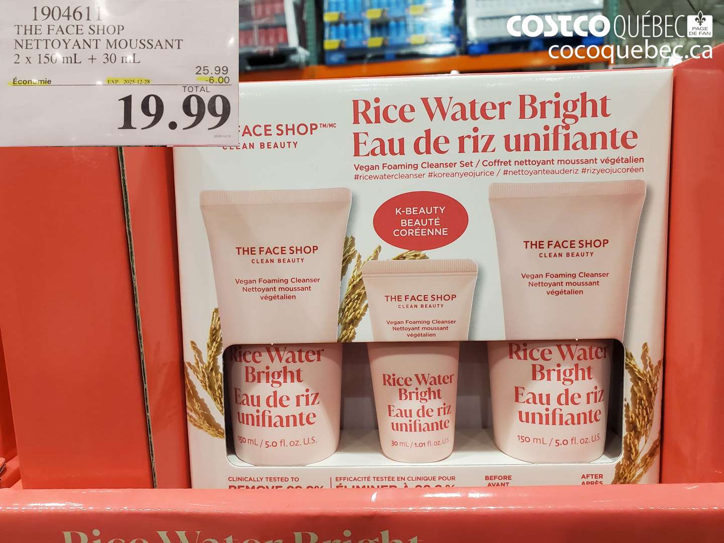 1904611 THE FACE SHOP NETTOYANT MOUSSANT 2 x 150 mL + 30 mL ($6.00 INSTANT SAVINGS EXPIRES ON 2025-12-28) $19.99