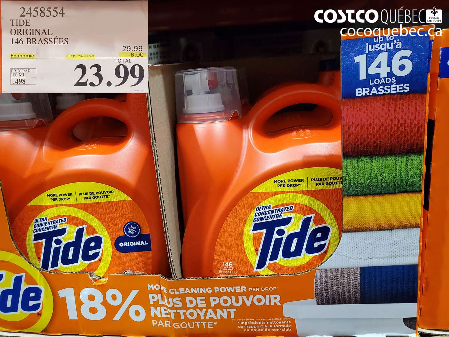 2458554 TIDE ORIGINAL 146 BRASSÉES ($6.00 INSTANT SAVINGS EXPIRES ON 2025-12-21) $23.99