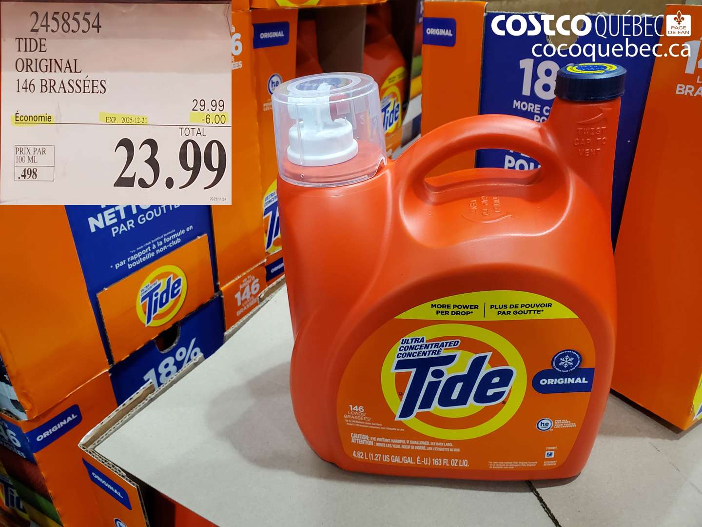 2458554 TIDE ORIGINAL 146 BRASSEES  ($6.00 INSTANT SAVINGS EXPIRES ON 2025-12-21) $23.99