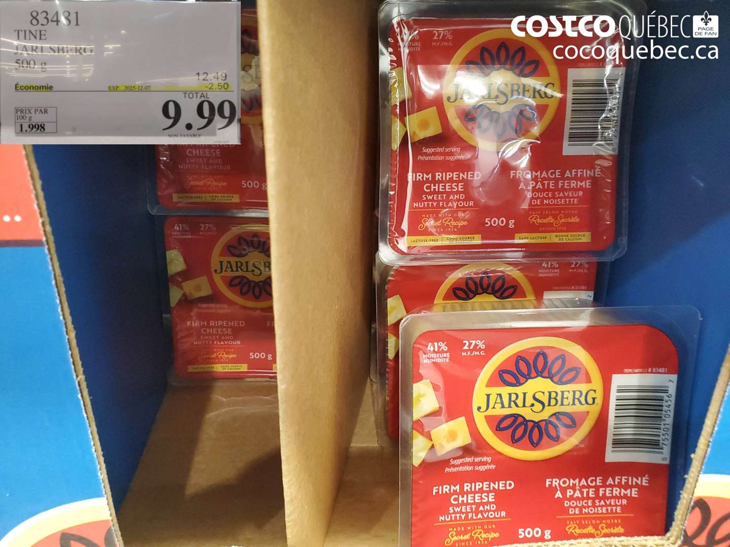 83481 TINE JARLSBERG 500 g ($2.50 INSTANT SAVINGS EXPIRES ON 2025-12-07) $9.99