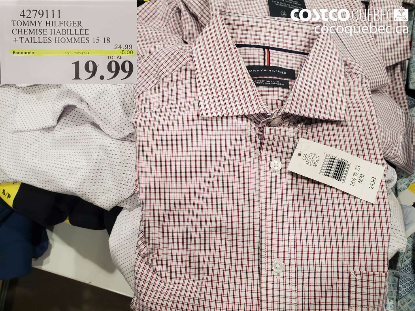 4279111 TOMMY HILFIGER CHEMISE HABILLÉE + TAILLES HOMMES 15-18 (EXPIRES ON 2025-12-14) $19.99