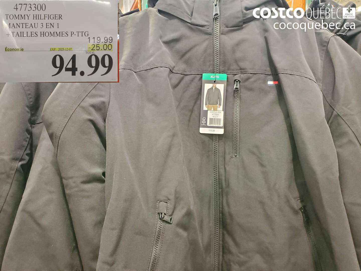 4773300 TOMMY HILFIGER MANTEAU 3 EN 1 + TAILLES HOMMES P-TTG ($25.00 INSTANT SAVINGS EXPIRES ON 2025-12-07) $94.99