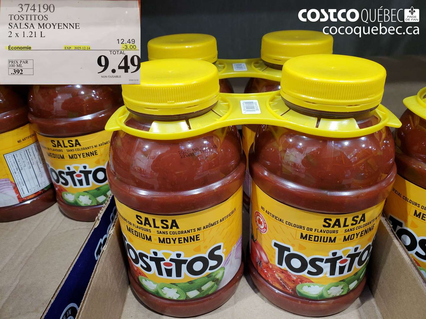 374190 TOSTITOS SALSA MOYENNE 2 x 1.21 L (EXPIRES ON 2025-12-14) $9.49