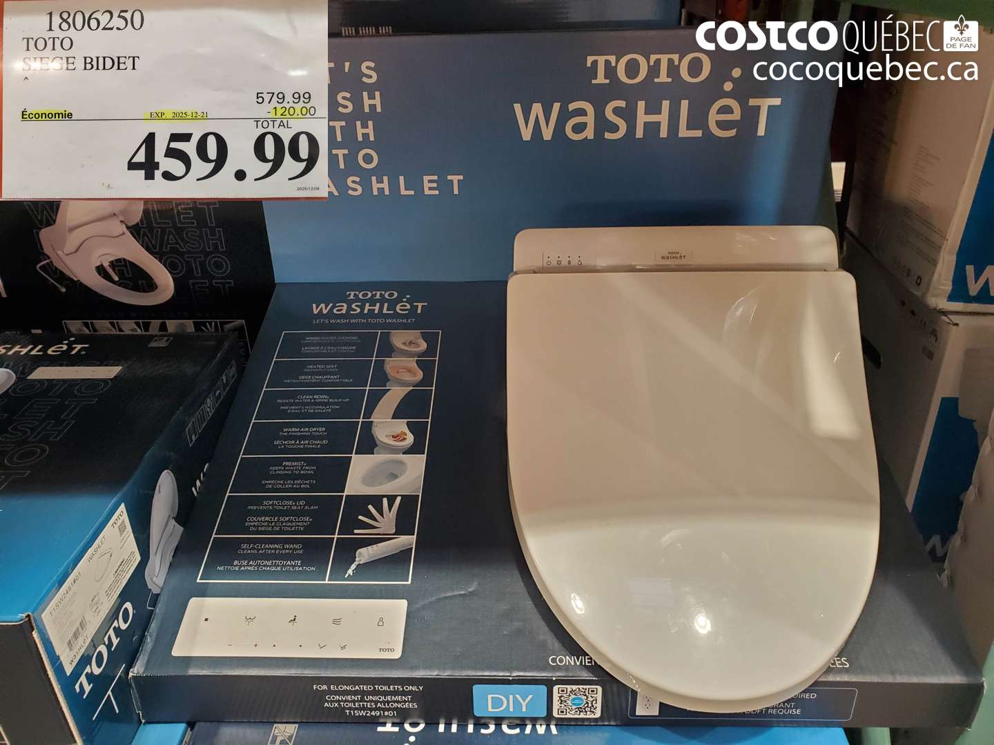 1806250 TOTO SIEGE BIDET (EXPIRES ON 2025-12-21) $459.99