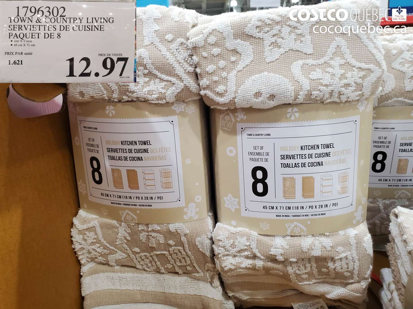 1796302 TOWN & COUNTRY LIVING SERVIETTES DE CUISINE PAQUET DE 8 $12.97