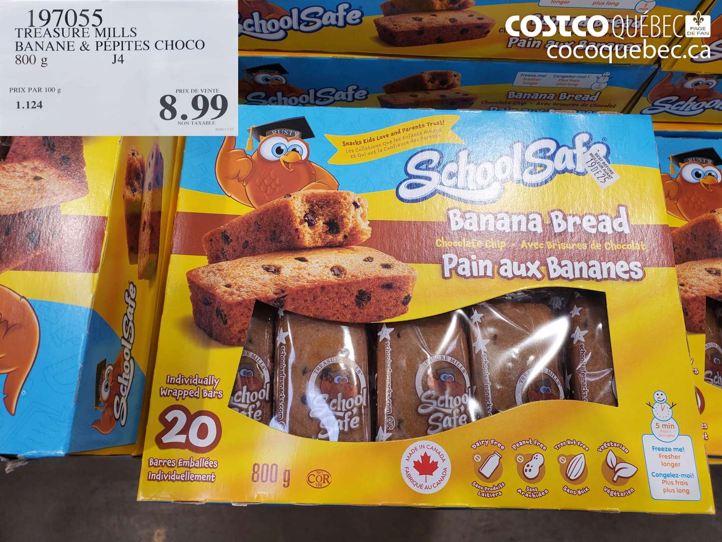 197055 TREASURE MILLS BANANE & PÉPITES CHOCO 800 g $8.99