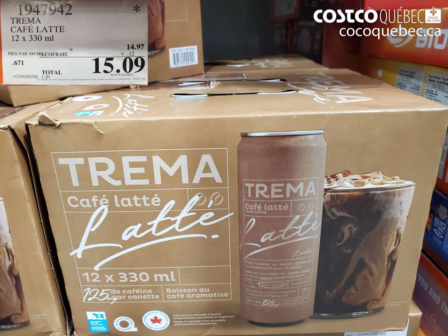 1947942 TREMA CAFE LATTE 12 X 330ML $15.09