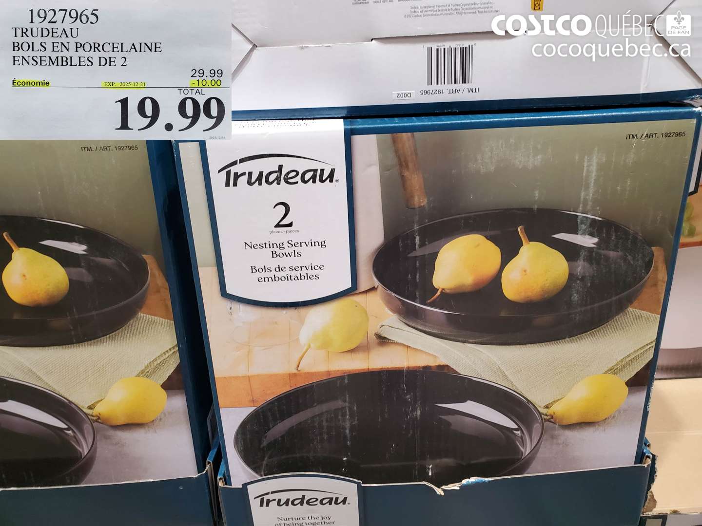 1927965 TRUDEAU BOLS EN PORCELAINE ENSEMBLES DE 2 ($10.00 INSTANT SAVINGS EXPIRES ON 2025-12-21) $19.99