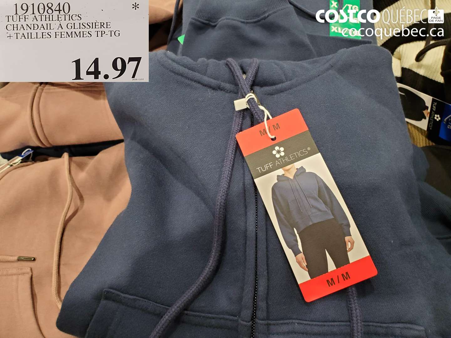 1910840 TUFF ATHLETICS CHANDAIL A GLISSIERE + TAILLES FEMMES TP-TG $14.97