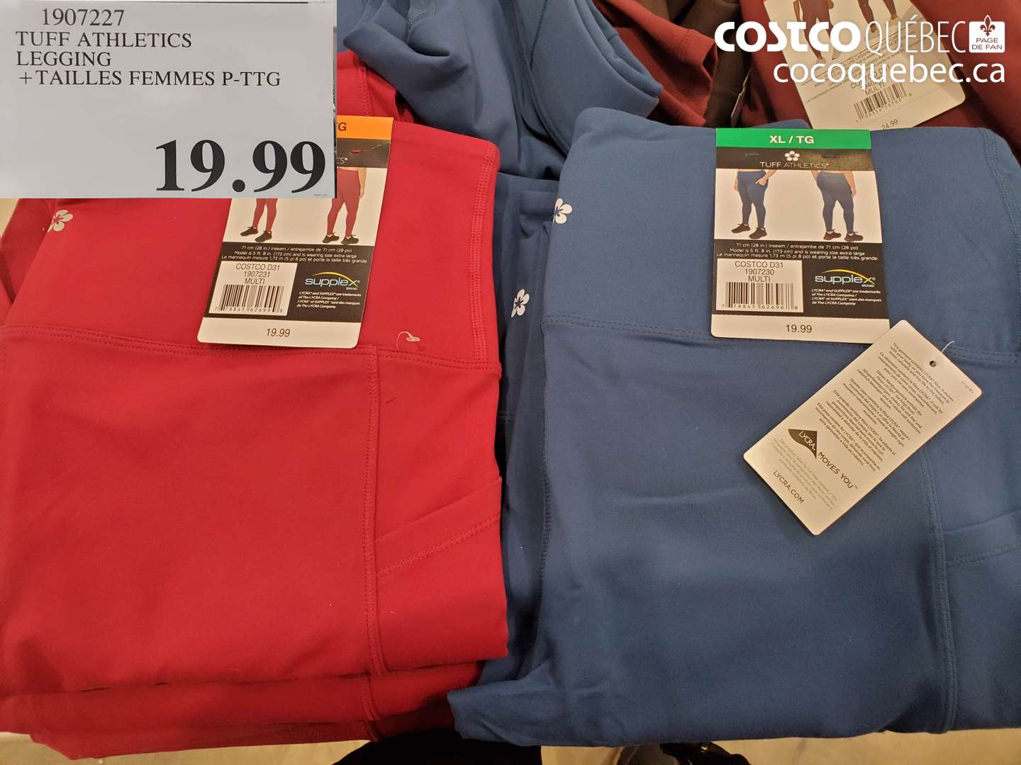 1907227 TUFF ATHLETICS LEGGING +TAILLES FEMMES P-TTG $19.99