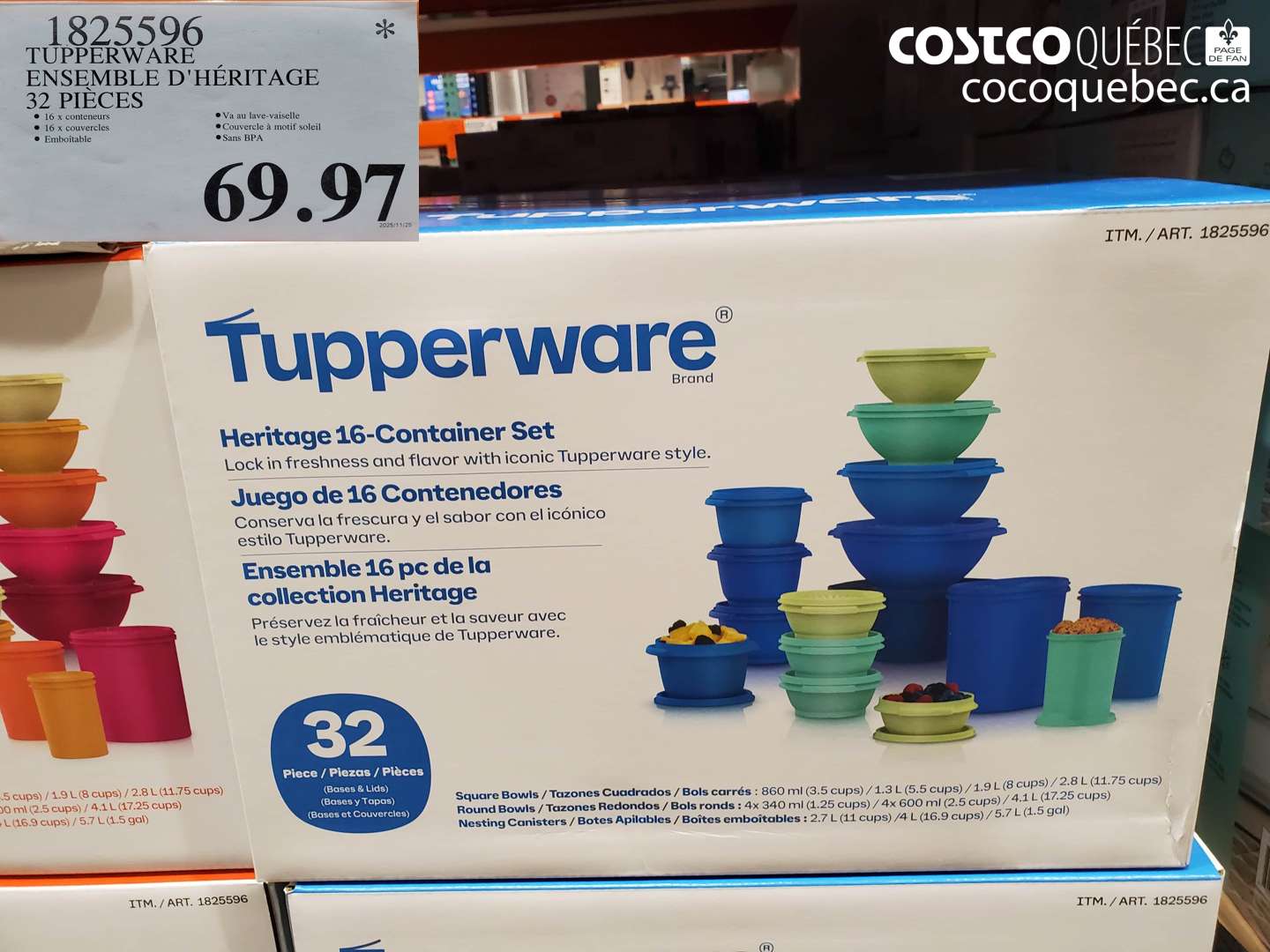 1825596 TUPPERWARE ENSEMBLE D'HÉRITAGE 32 PIECES $69.97