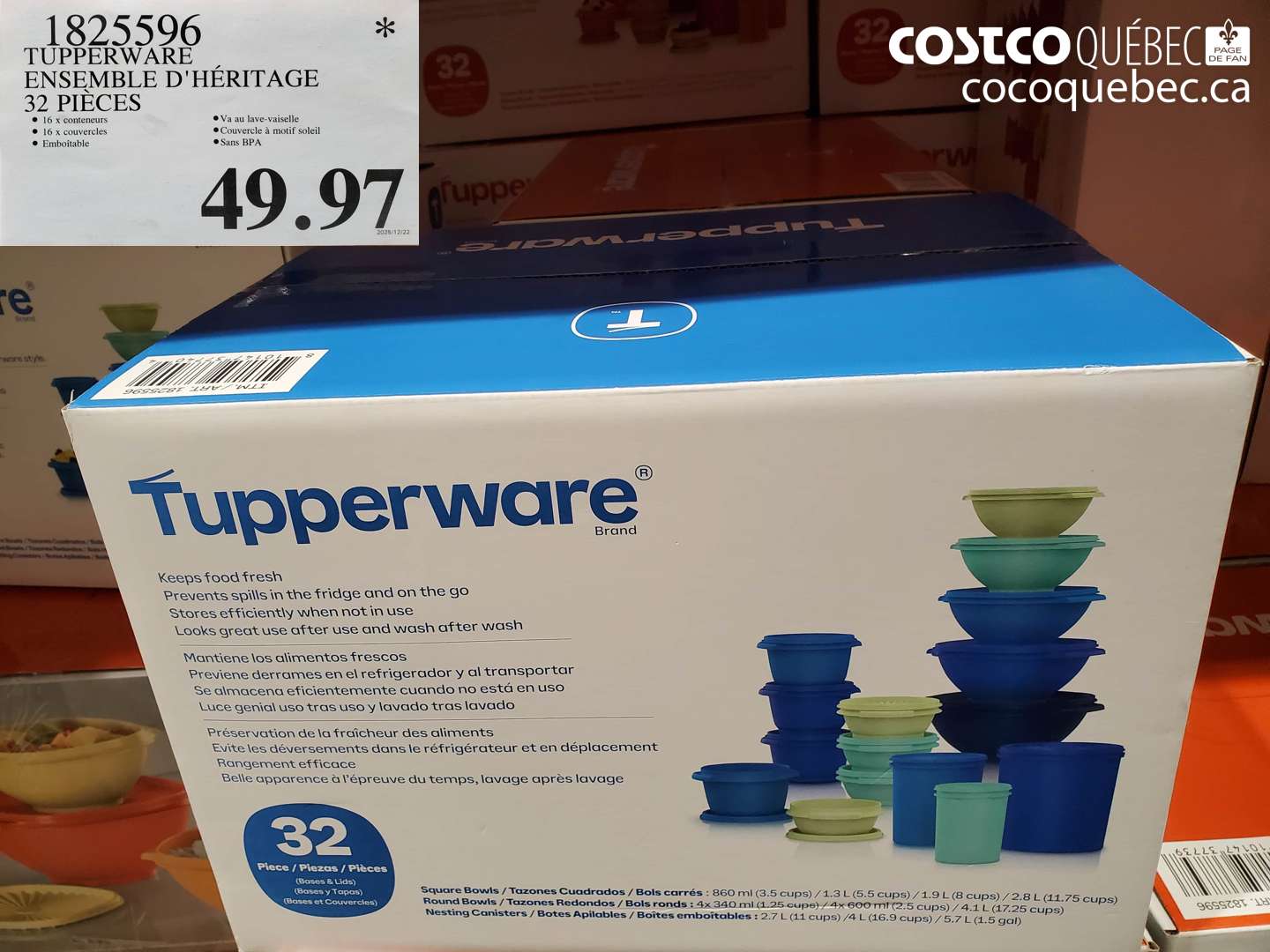 1825596 TUPPERWARE ENSEMBLE D'HÉRITAGE 32 PIÈCES (EXPIRES ON 2025-12-22) $49.97
