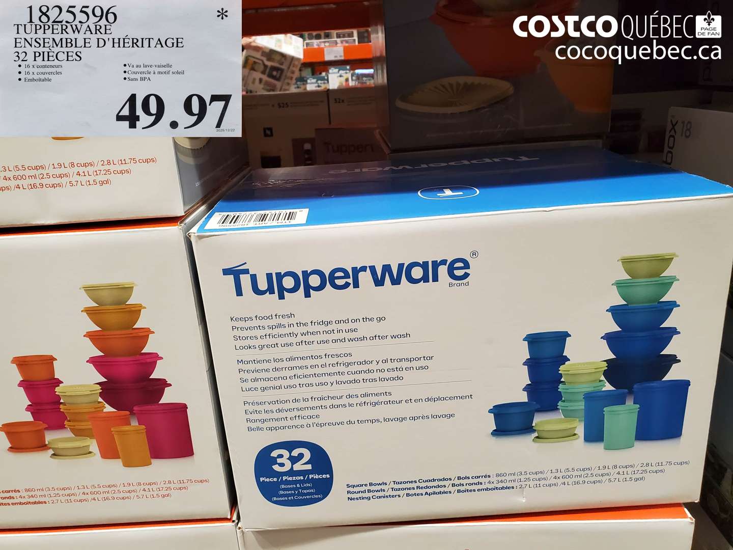 1825596 TUPPERWARE ENSEMBLE D'HÉRITAGE 32 PIECES $49.97