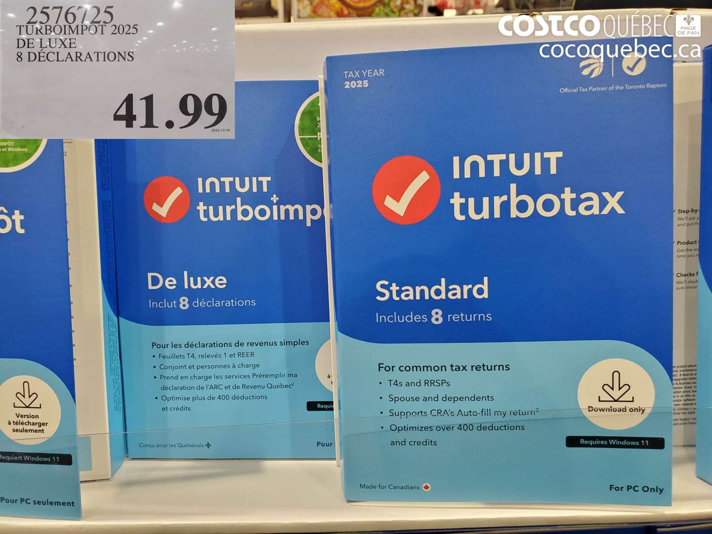 2576725 TURBOIMPOT 2025 DE LUXE 8 DÉCLARATIONS $41.99
