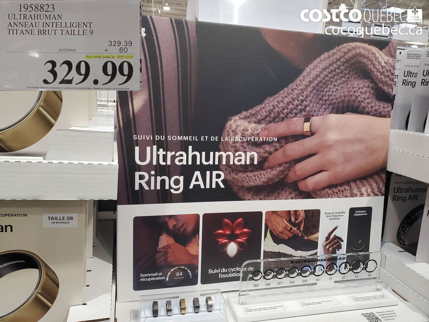 1958823 ULTRAHUMAN ANNEAU INTELLIGENT TITANE BRUT TAILLE 9 (EXPIRES ON 2025-12-01) $329.99