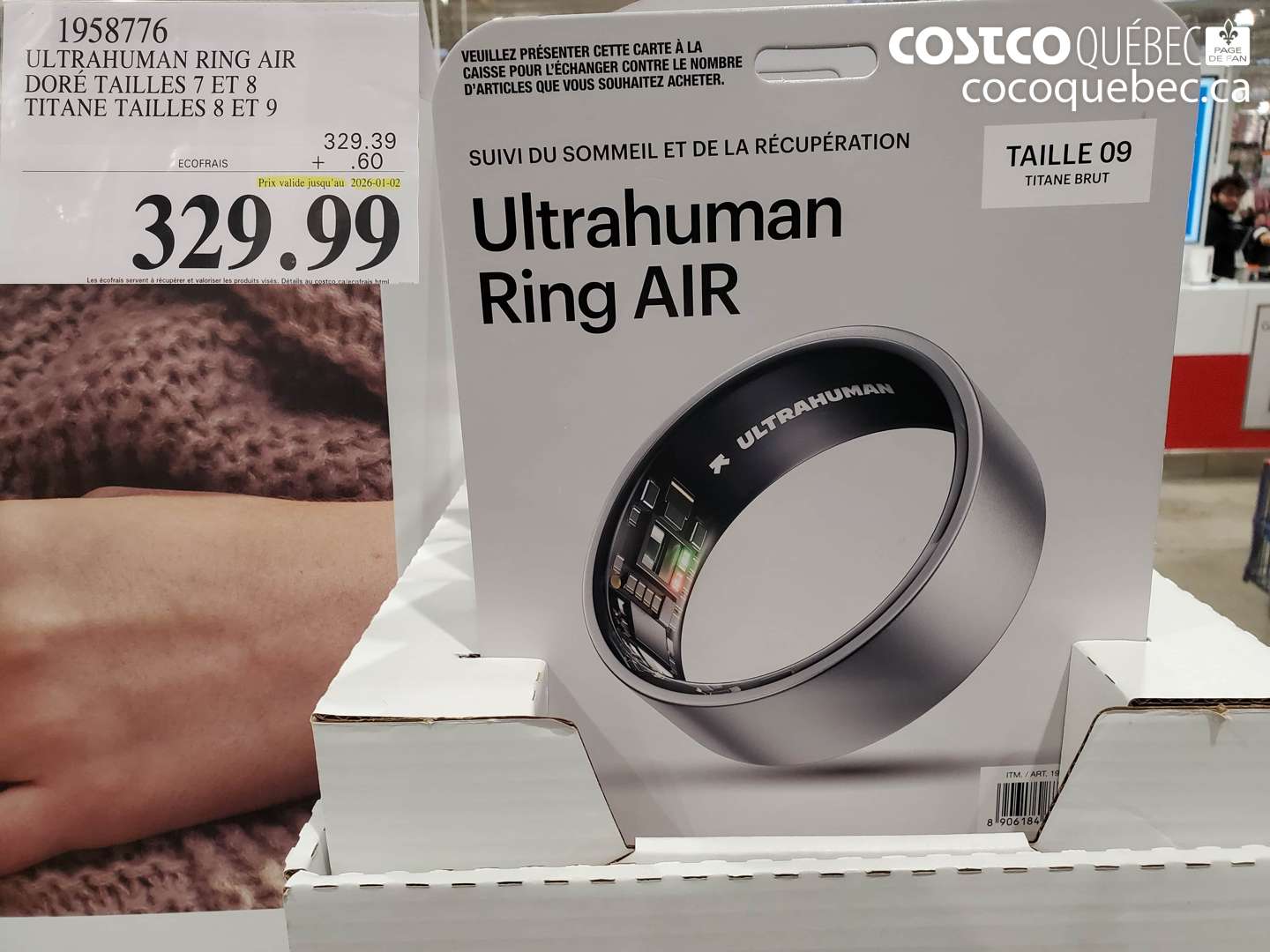 1958776 ULTRAHUMAN RING AIR DORÉ TAILLES 7 ET 8 TITANE TAILLES 8 ET 9 $329.99