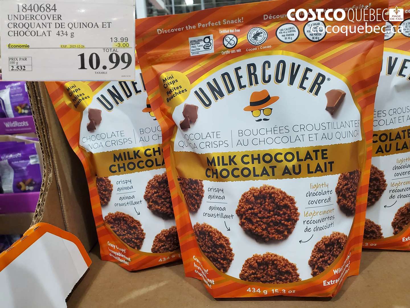 1840684 UNDERCOVER CROQUANT DE QUINOA ET CHOCOLAT 434 g ($3.00 INSTANT SAVINGS EXPIRES ON 2025-12-24) $10.99