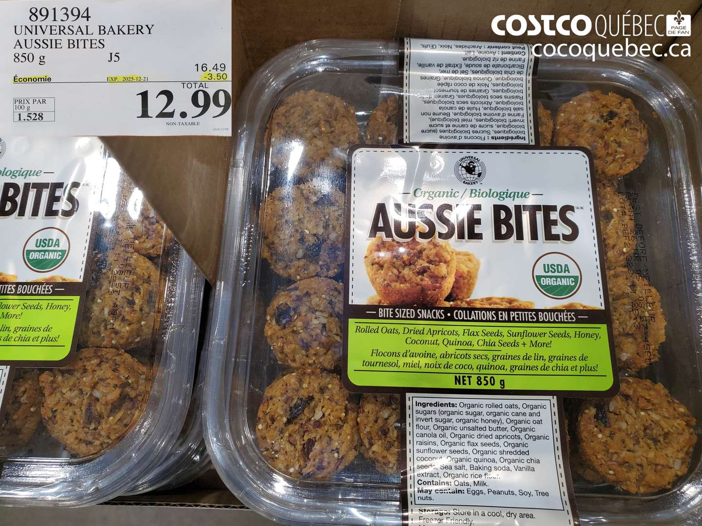891394 UNIVERSAL BAKERY AUSSIE BITES 850 g ($3.50 INSTANT SAVINGS EXPIRES ON 2025-12-21) $12.99
