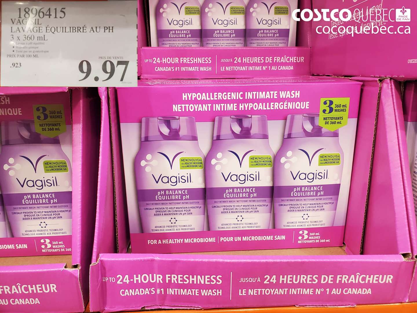 1896415 VACIL LAVAGE ÉQUILIBRÉ AU PH 3 x 360 ml $9.97