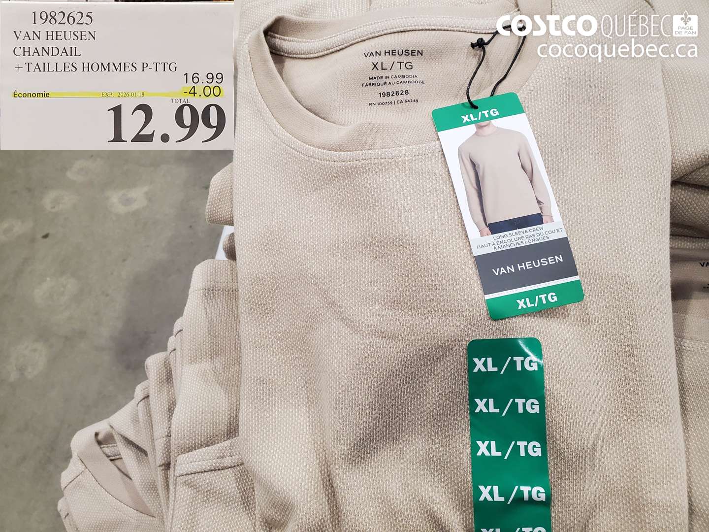 1982625 VAN HEUSEN CHANDAIL + TAILLES HOMMES P-PTG ($4.00 INSTANT SAVINGS EXPIRES ON 2026-01-18) $12.99