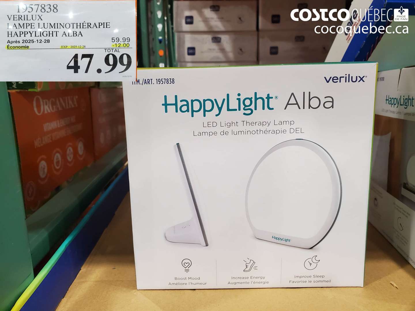 1957838 VERILUX LAMPE LUMINOTHERAPIE HAPPY LIGHT ALBA ($12.00 INSTANT SAVINGS EXPIRES ON 2025-11-28) $47.99