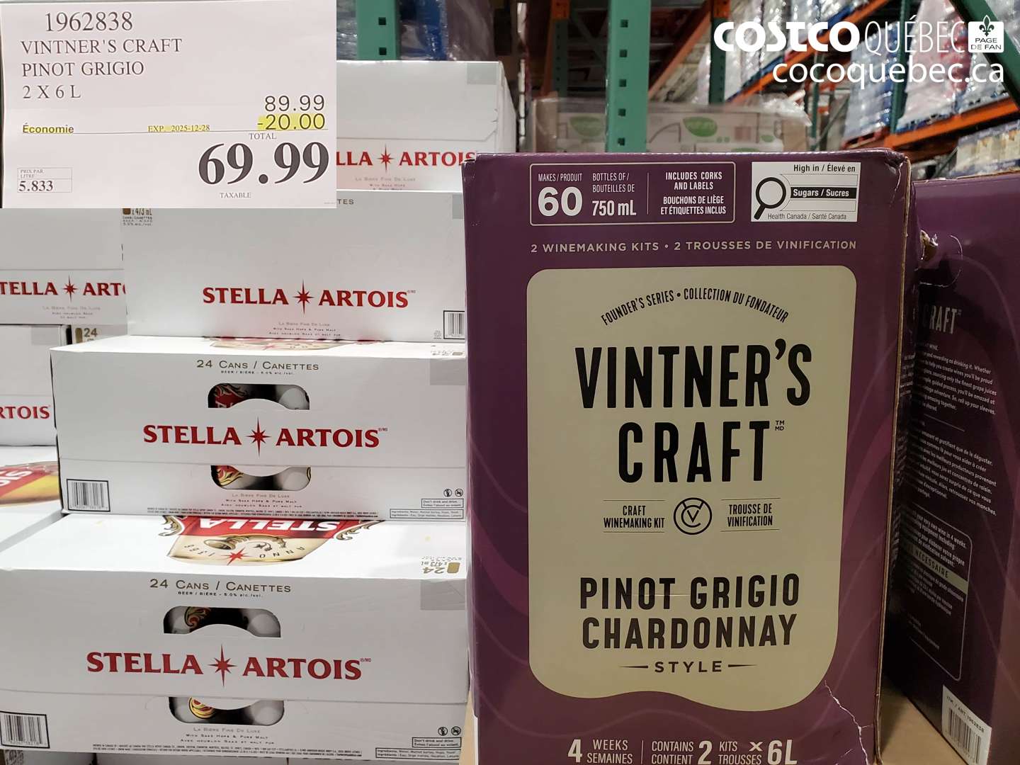 1962838 VINTNER'S CRAFT PINOT GRIGIO 2 X 6 L ($20.00 INSTANT SAVINGS EXPIRES ON 2025-12-28) $69.99