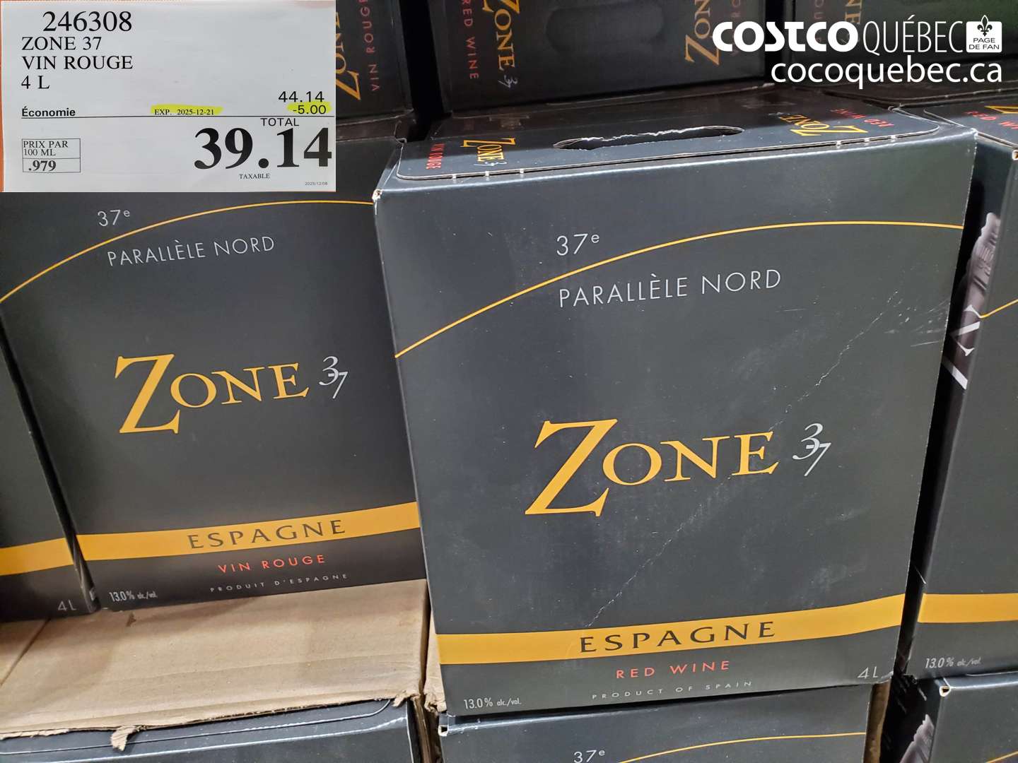 246308 VIN ROUGE 4 L ($5.00 INSTANT SAVINGS EXPIRES ON 2025-12-21) $39.14