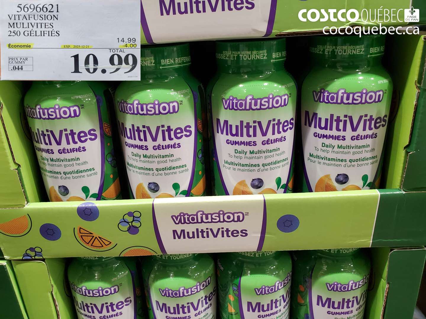 5696621 VITAFUSION MULTIVITAMINES ADULTES 250 GELIFIES  ($4.00 INSTANT SAVINGS EXPIRES ON 2025-12-21) $10.99