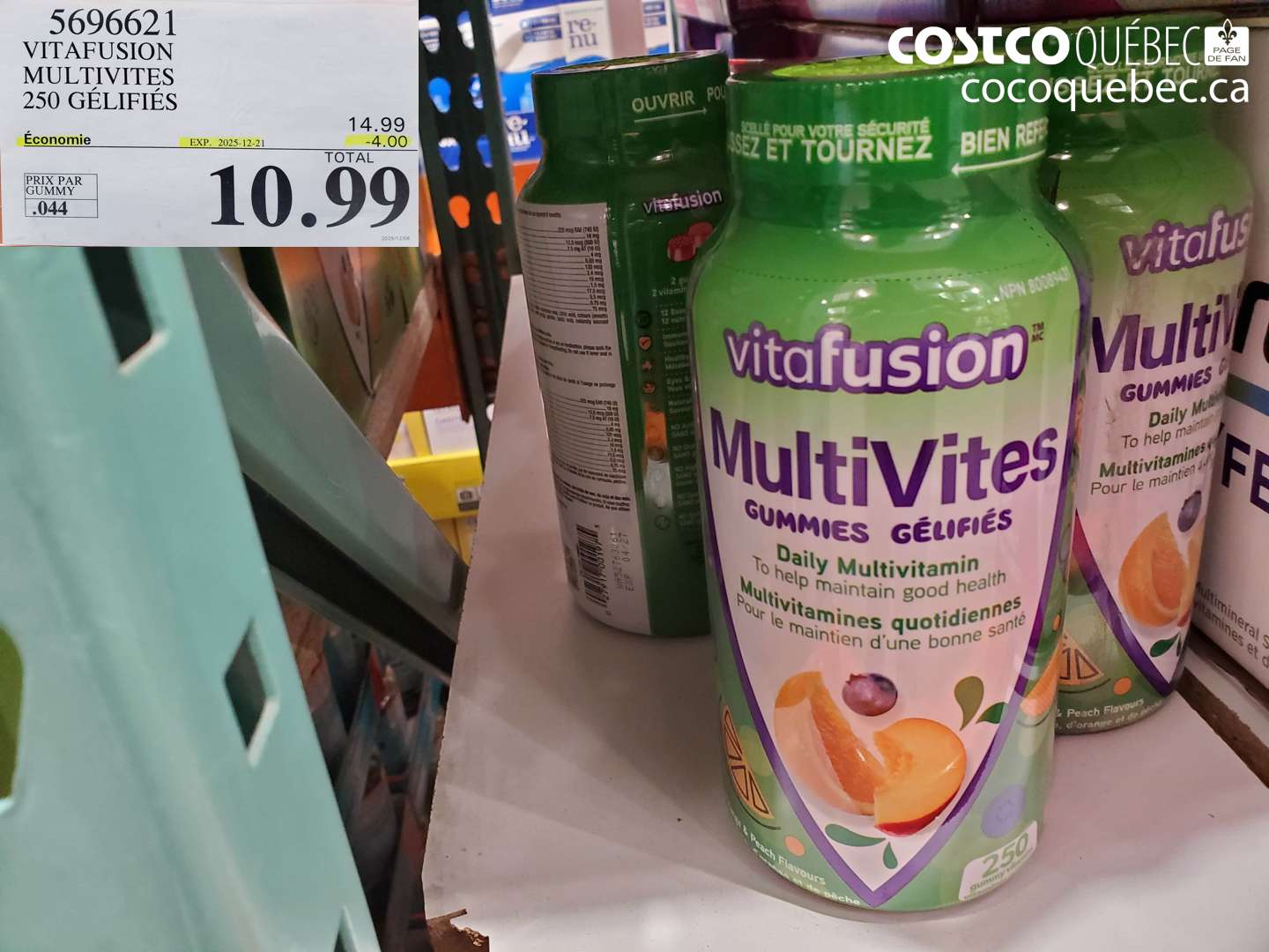 5696621 VITAFUSION MULTIVITITES 250 GÉLIFIÉS (EXPIRES ON 2025-12-21) $10.99