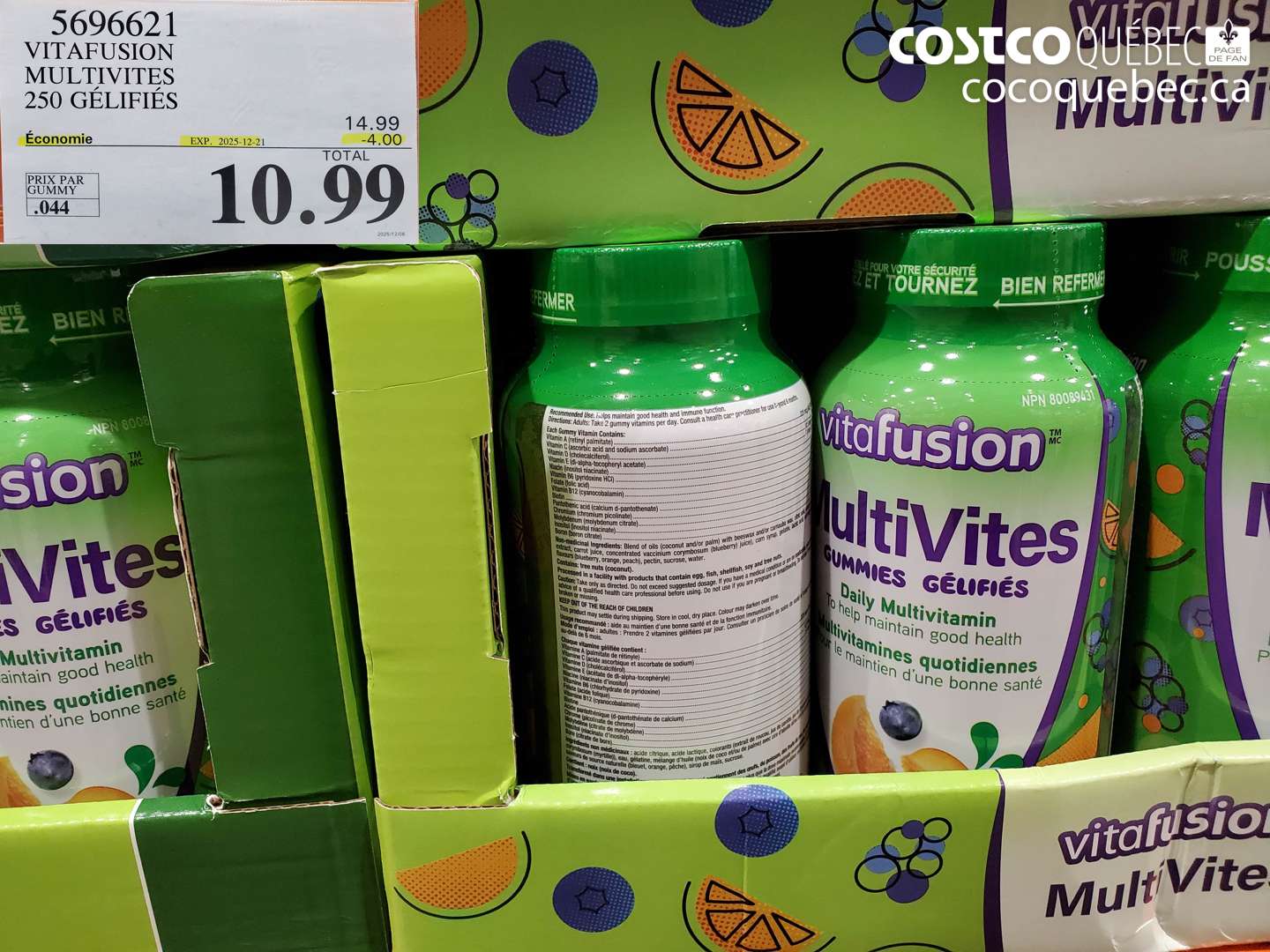 5696621 VITAFUSION MULTTIVITES 250 GÉLIFIÉS ($4.00 INSTANT SAVINGS EXPIRES ON 2025-12-21) $10.99