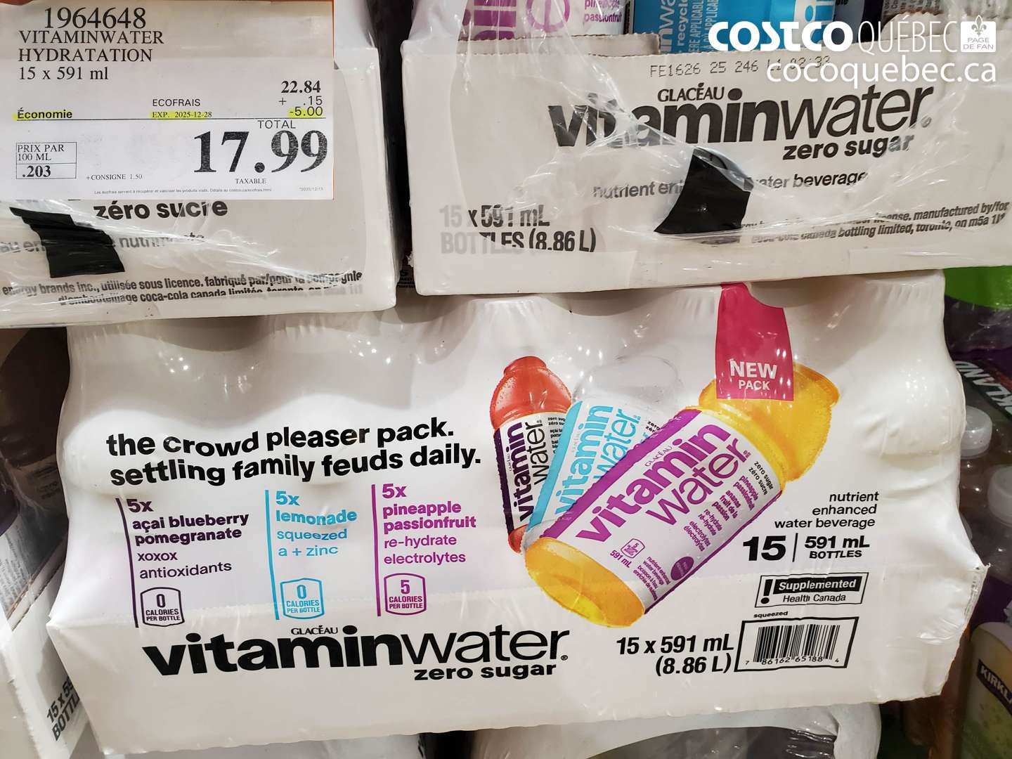 1964648 VITAMINWATER HYDRATATION 15 x 591 ml ($5.00 INSTANT SAVINGS EXPIRES ON 2025-12-28) $17.99