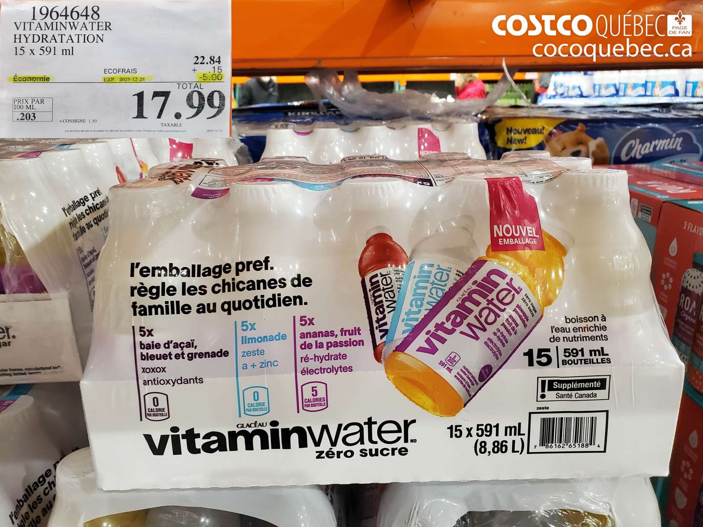 1964648 VITAMINWATER HYDRATATION 15 x 591 ml ($5.00 INSTANT SAVINGS EXPIRES ON 2025-12-28) $17.99