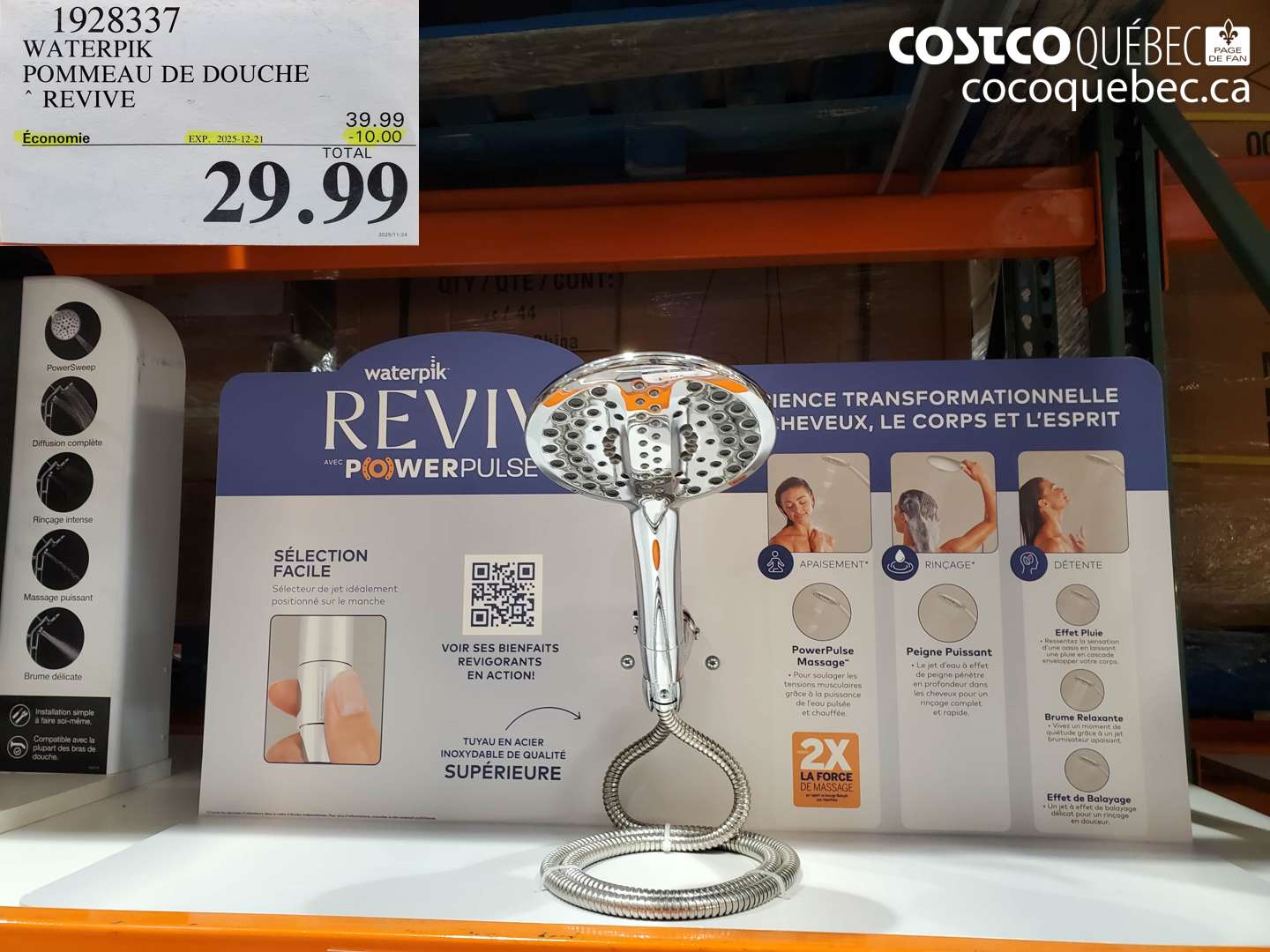 1928337 WATERPIK POMMEAU DE DOUCHE REVIVE 29.99 ($10.00 INSTANT SAVINGS EXPIRES ON 2025-12-21) $29.99