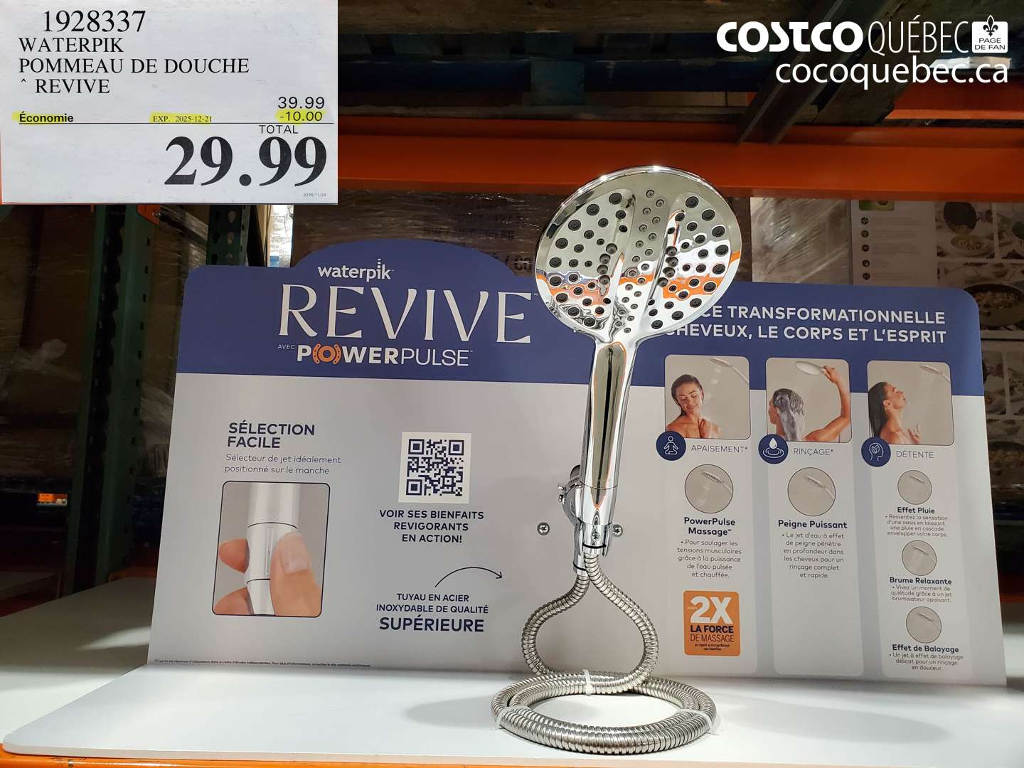 1928337 WATERPIK POMMEAU DE DOUCHE REVIVE 29.99 ($10.00 INSTANT SAVINGS EXPIRES ON 2025-12-21) $29.99