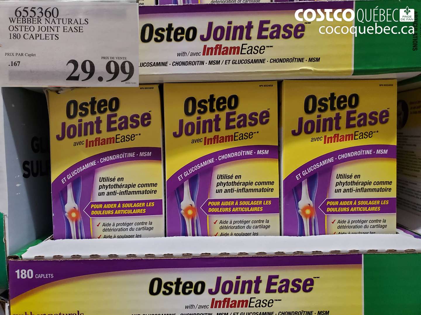 655360 WEBBER NATURALS OSTEO JOINT EASE 180 CAPLETS $29.99