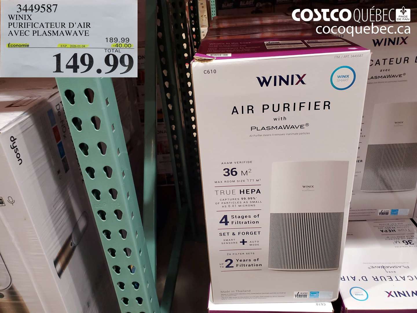 3449587 WINIX PURIFICATEUR D'AIR AVEC PLASMAWAVE ($40.00 INSTANT SAVINGS EXPIRES ON 2026-01-04) $149.99
