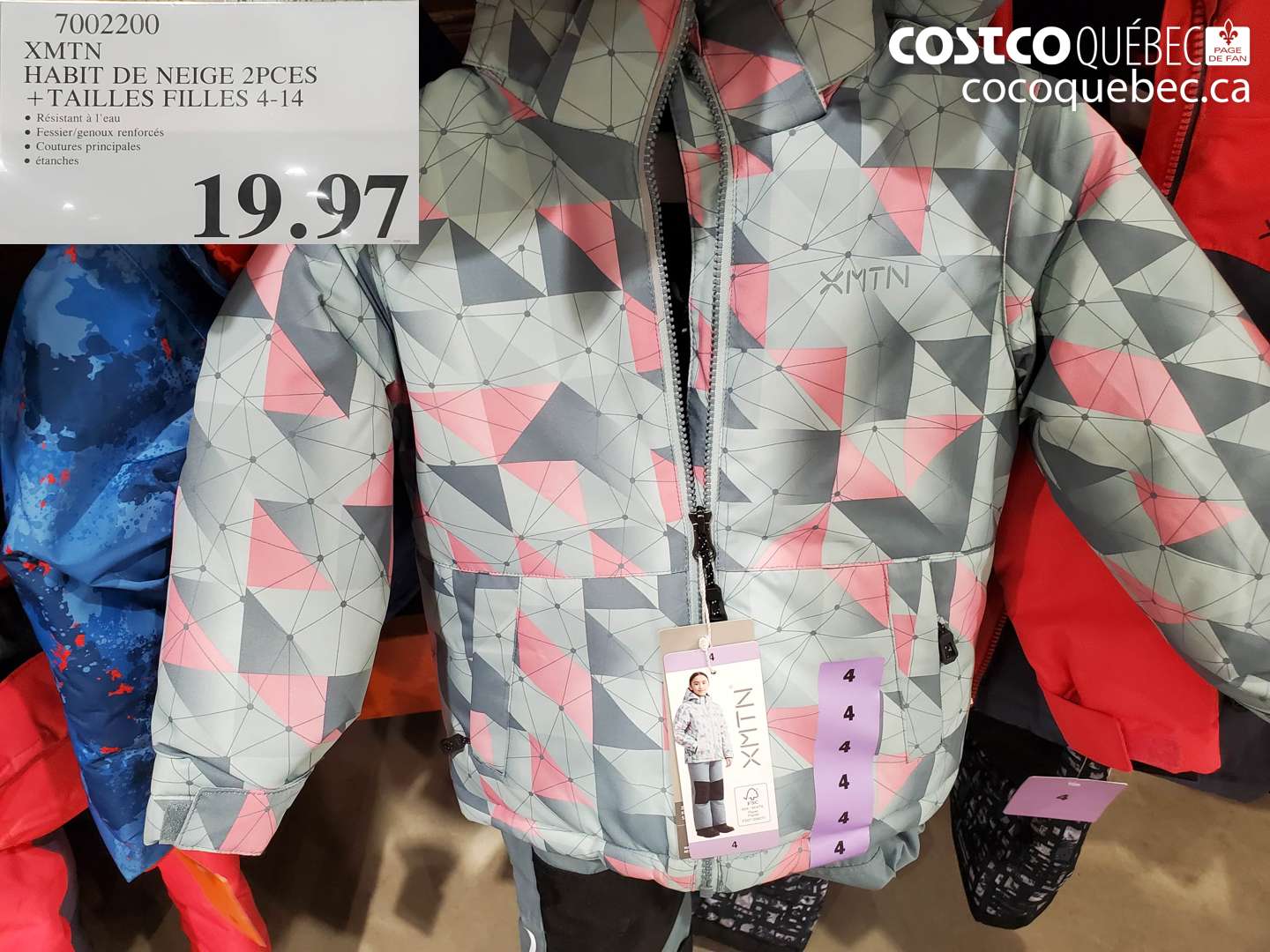 7002200 XMTN HABIT DE NEIGE 2PCE S + TAILLES FILLES 4-14 $19.97