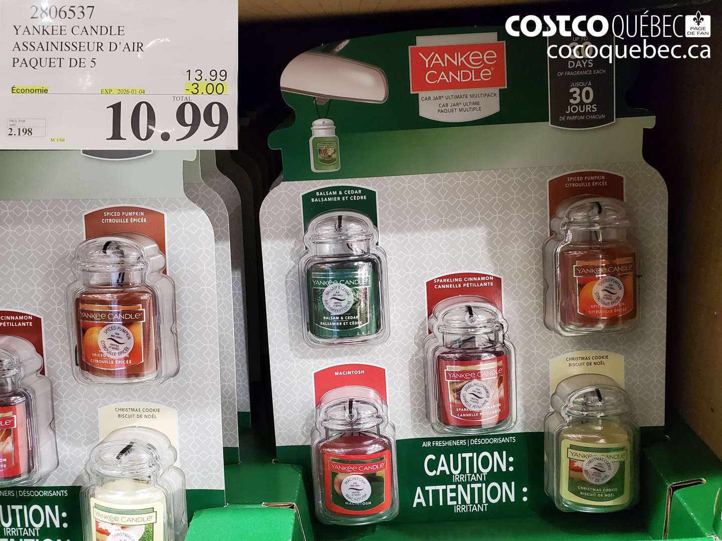 2806537 YANKEE CANDLE ASSAINISSEUR D'AIR PAQUET DE 5 ($3.00 INSTANT SAVINGS EXPIRES ON 2026-01-04) $10.99