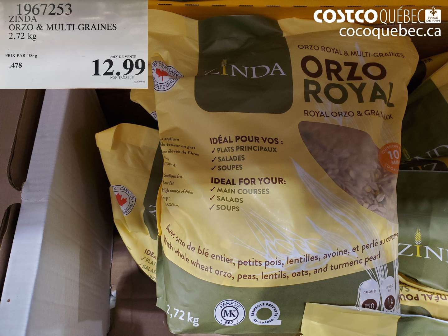 1967253 ZINDA ORZO & MULTI-GRAINES 2,72 kg $12.99