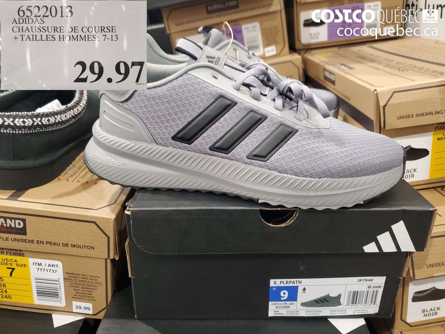 6522013 ADIDAS CHAUSSURE DE COURSE + TAILLES HOMMES: 7-13 $29.97