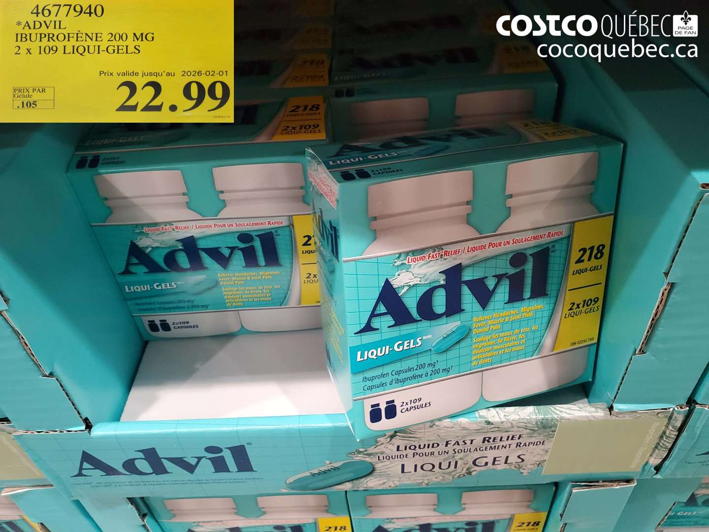 4677940 ADVIL IBUPROFENE 200MG 2X109 LIQUI-GELS $22.99