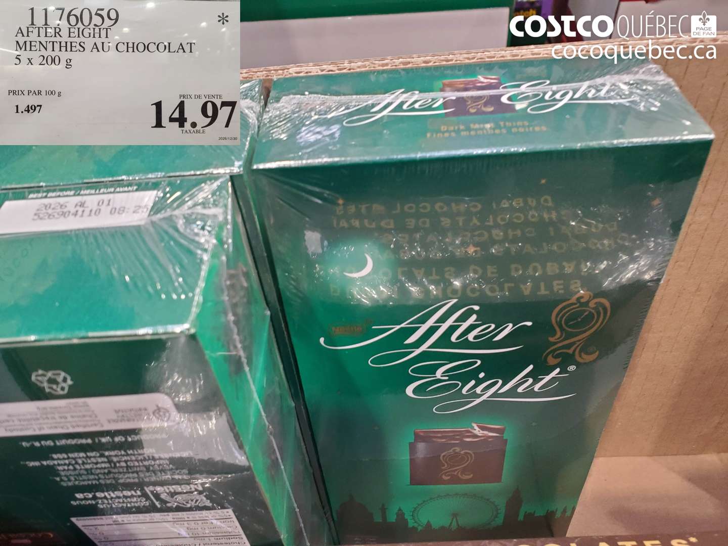 1176059 AFTER EIGHT MENTHES AU CHOCOLAT 5 x 200 g $14.97