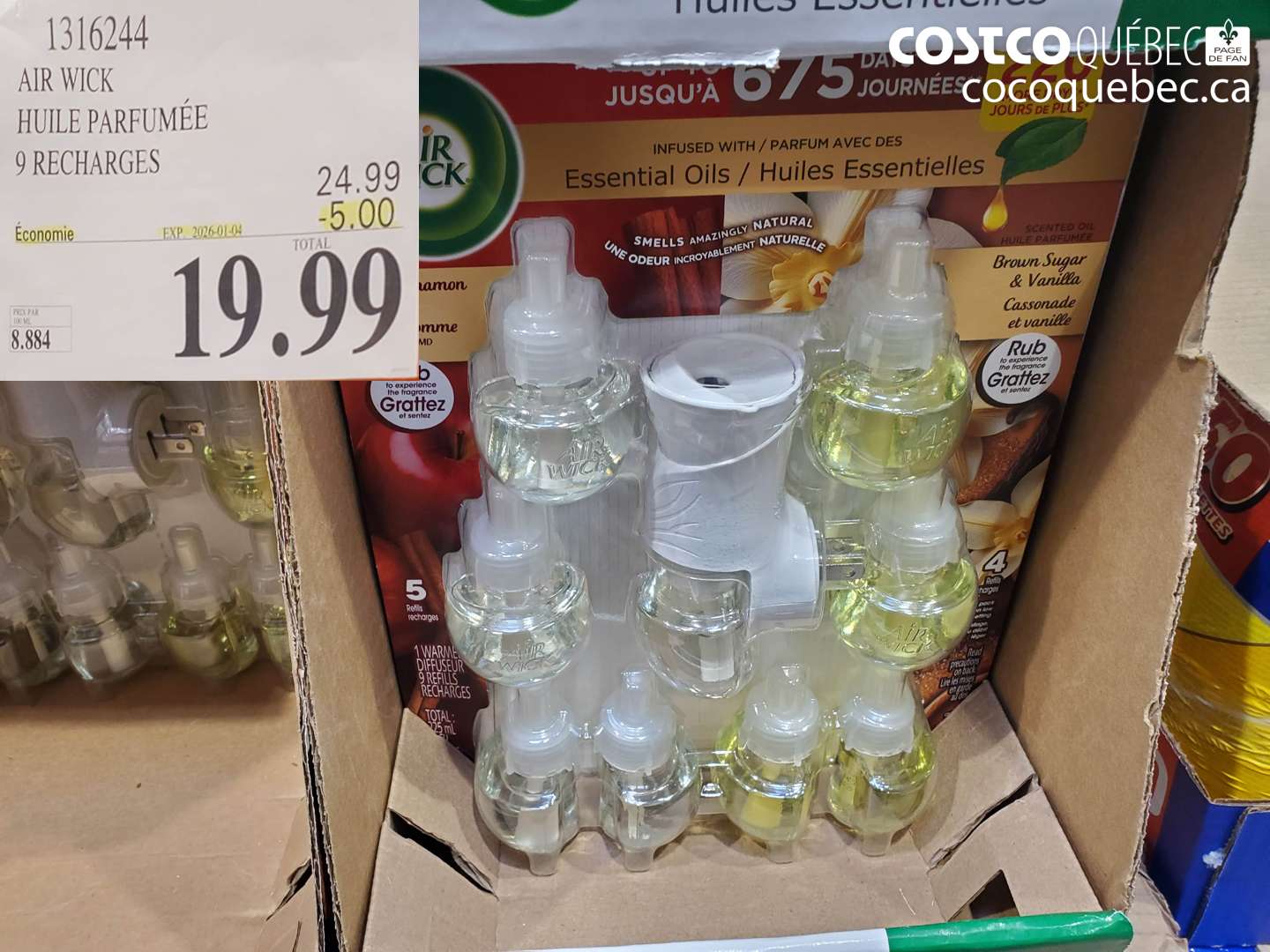 1316244 AIR WICK HUILE PARFUMÉE 9 RECHARGES ($5.00 INSTANT SAVINGS EXPIRES ON 2026-01-04) $19.99